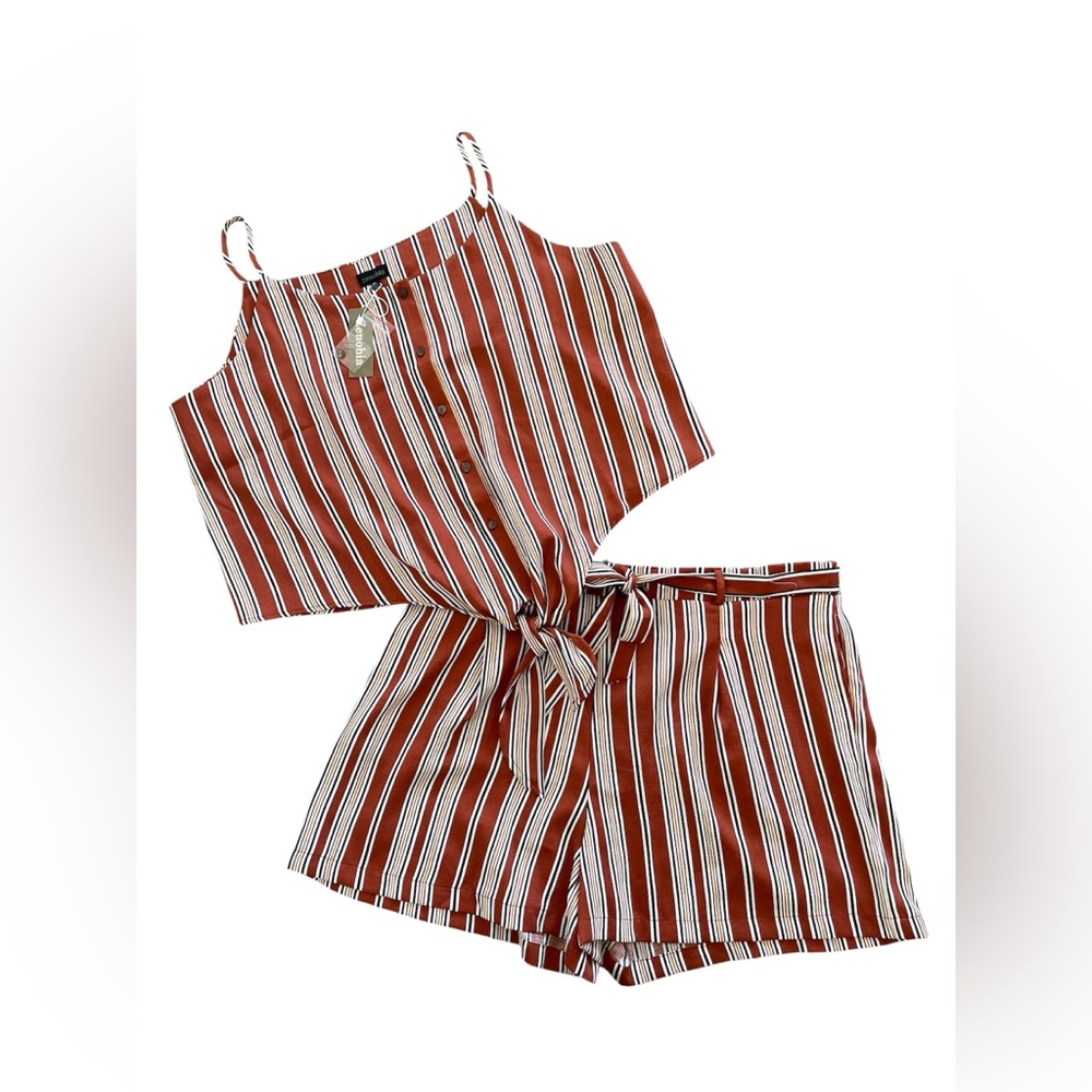 Zenobia Rust Orange Striped 2pc Set NWT